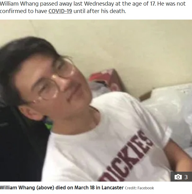 18日に亡くなった17歳の少年（画像は『The Sun　2020年3月27日付「‘TURNED AWAY’ First US child to die of coronavirus was ‘DENIED urgent care because he didn’t have insurance’」（Credit: Facebook）』のスクリーンショット）