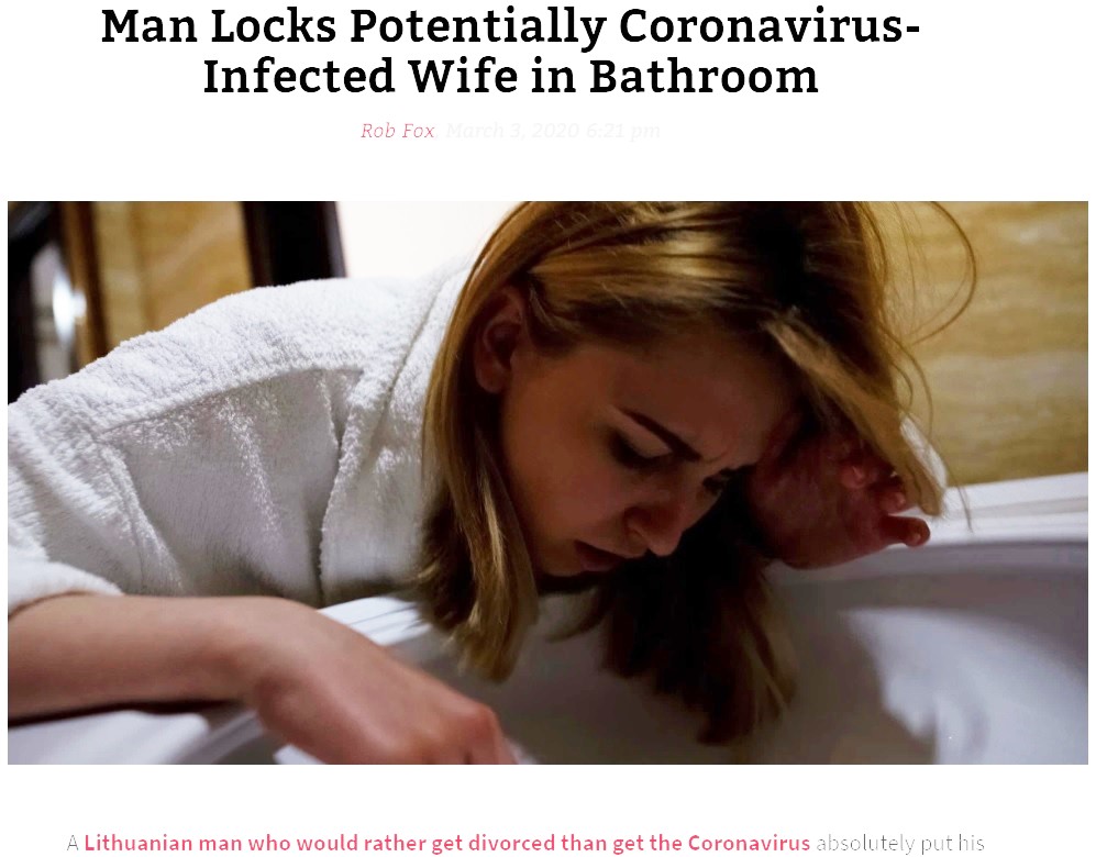 感染を疑い妻を浴室に監禁（画像は『Rare.us 2020年3月3日付「Man Locks Potentially Coronavirus-Infected Wife in Bathroom」』のスクリーンショット）