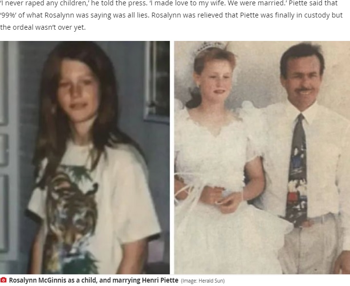 12歳で義父に誘拐され、結婚させられたロザリンさん（画像は『Mirror　2020年5月31日付「Woman kidnapped by own stepdad for 20 years - and forced to have nine children」（Image: Herald Sun）』のスクリーンショット）