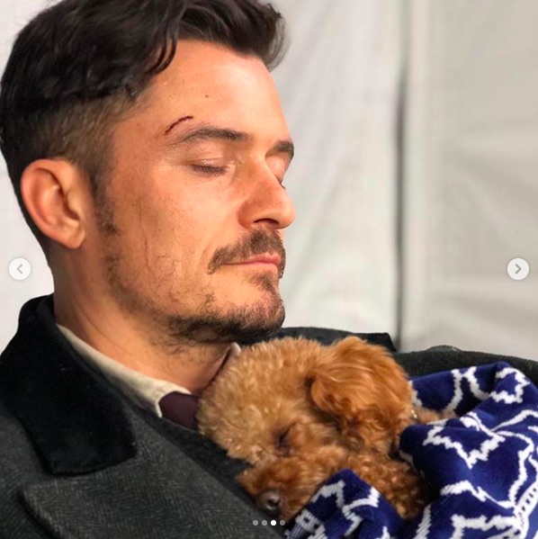 オーランドの“最高の相棒”マイティくんと（画像は『Orlando Bloom　2020年7月19日付Instagram「I don’t recall a time in my life where I’ve been so broken wide open.」』のスクリーンショット）