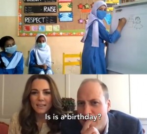 生徒達とピクショナリーゲームを楽しんだ夫妻（画像は『Duke and Duchess of Cambridge　2020年10月16日付Instagram「Pictionary with Pakistan」』のスクリーンショット）