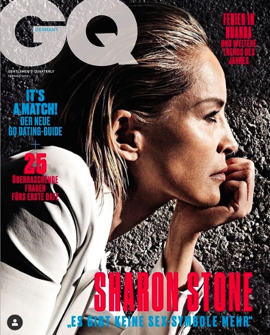 独版『GQ』2月号（画像は『Sharon Stone　2020年1月9日付Instagram「“there are no sex symbols any more”」』のスクリーンショット）