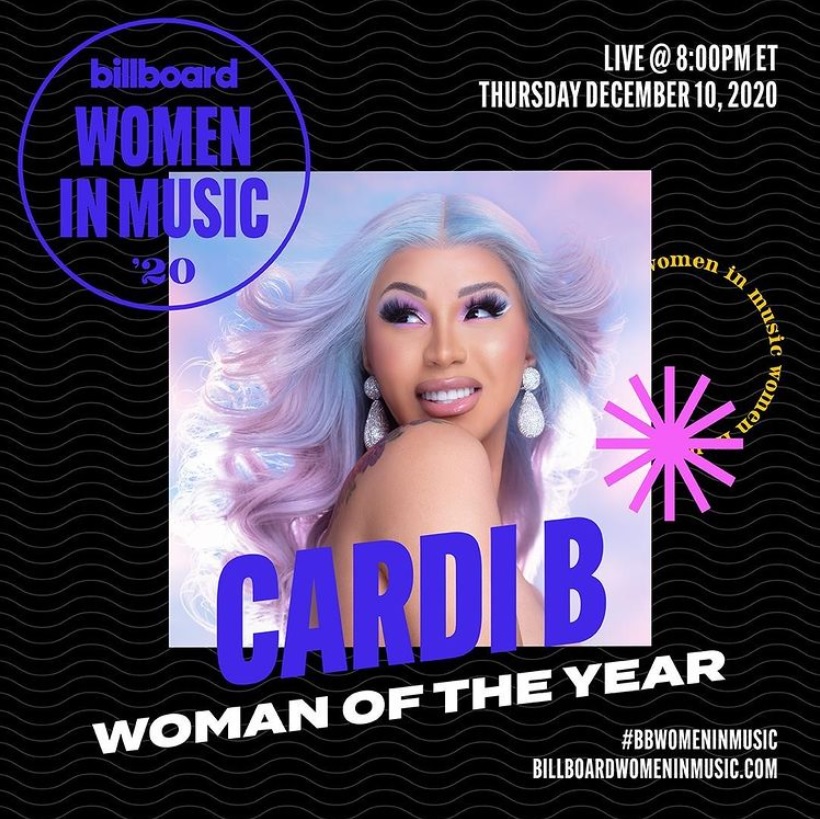 「2020 ウーマン・オブ・ザ・イヤー」に輝いたカーディ・B（画像は『Billboard　2020年11月18日付Instagram「In a year unlike any other, ＃CardiB has continued to thrive with her ＃Hot100 chart-topper “WAP,” a brand-new Reebok collection and her political activism.」』のスクリーンショット）