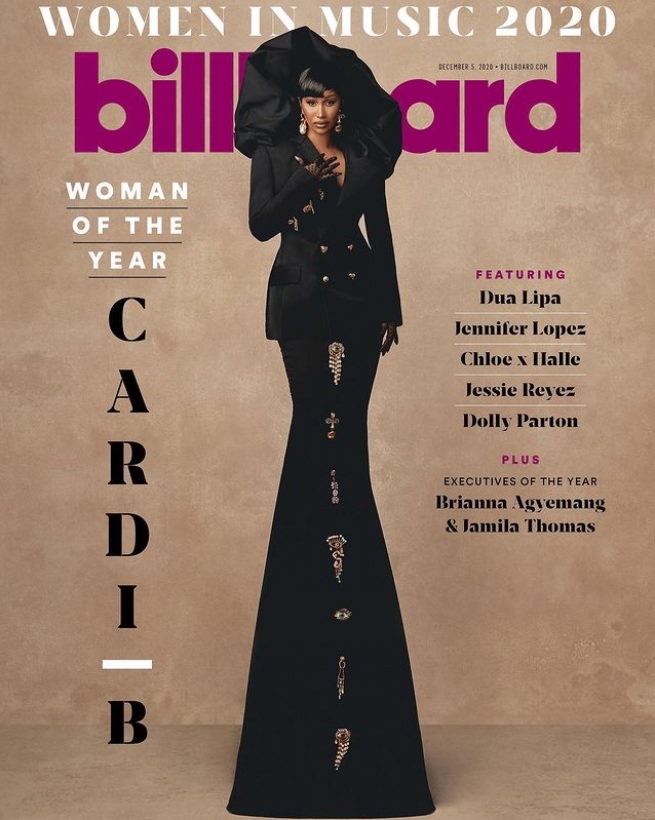 2020年度のBillboard「ウーマン・オブ・ザ・イヤー」はカーディ・B！（画像は『Cardi B　2020年12月2日付Instagram「Thank you ＠billboard!」』のスクリーンショット）