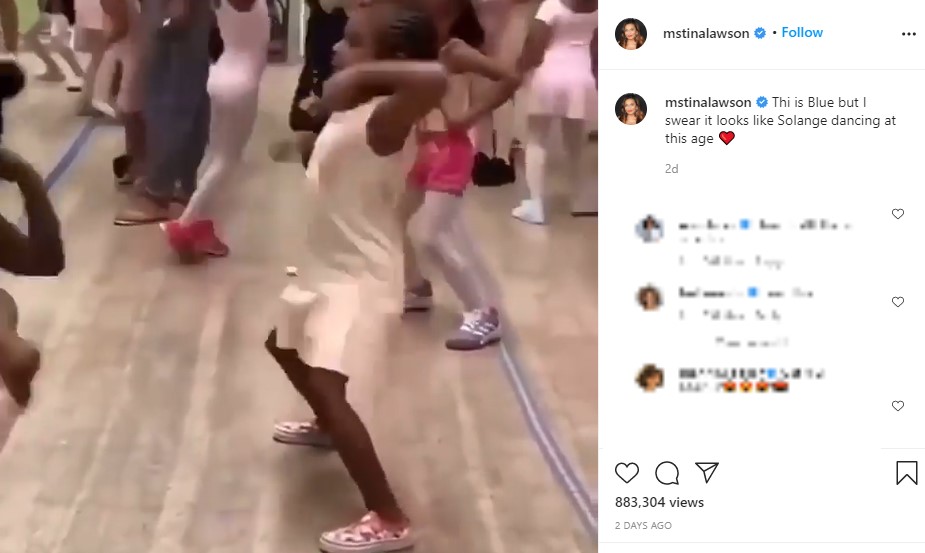 家族譲りのダンススキルを持つブルー・アイビーちゃん（画像は『Tina Knowles　2021年1月11日付Instagram』のスクリーンショット）