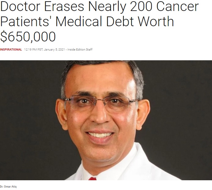 約200人の医療債務を帳消しにしたオマール・アティク医師（画像は『Inside Edition　2021年1月5日付「「Doctor Erases Nearly 200 Cancer Patients’ Medical Debt Worth ＄650,000」』のスクリーンショット）