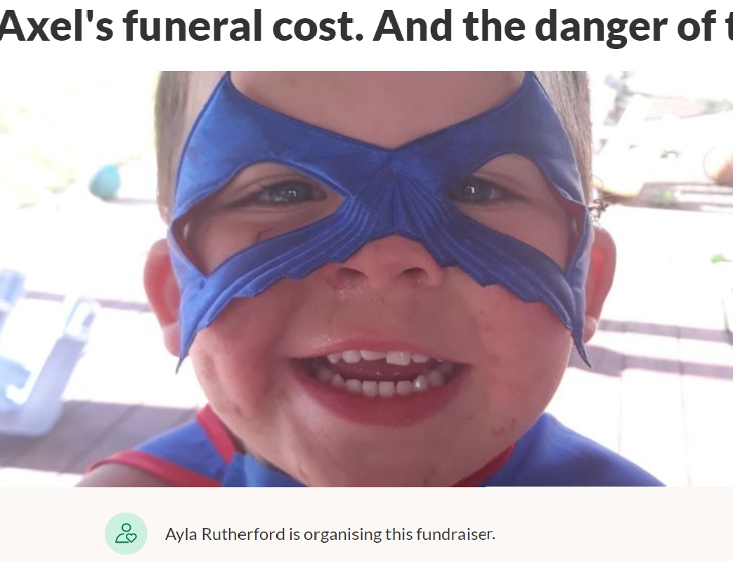 画鋲を誤飲して亡くなった4歳男児（画像は『GoFundMe　2021年1月20日付「Axel’s funeral cost. And the danger of tacks.」』のスクリーンショット）