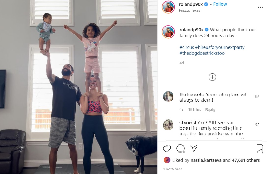 チアリーディングが大好きな一家（画像は『Roland Pollard　2021年3月15日付Instagram「What people think our family does 24 hours a day...」』のスクリーンショット）