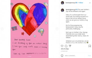 シャーロット王女の手作りカードとメッセージ（画像は『Duke and Duchess of Cambridge　2021年3月14日付Instagram「This year Mother’s Day will be different once again.」』のスクリーンショット）