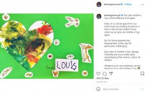 ルイ王子の手作りカードと手書きのサイン（画像は『Duke and Duchess of Cambridge　2021年3月14日付Instagram「This year Mother’s Day will be different once again.」』のスクリーンショット）