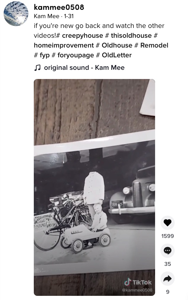 頭の無い男性が写った写真（画像は『Kam Mee　2021年1月31日付TikTok「if you’re new go back and watch the other videos!」』のスクリーンショット）