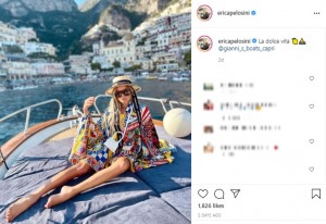 「とても申し訳ないことをした」とエリカさん（画像は『Erica Pelosini Leeman　2021年8月3日付Instagram「La dolce vita」』のスクリーンショット）