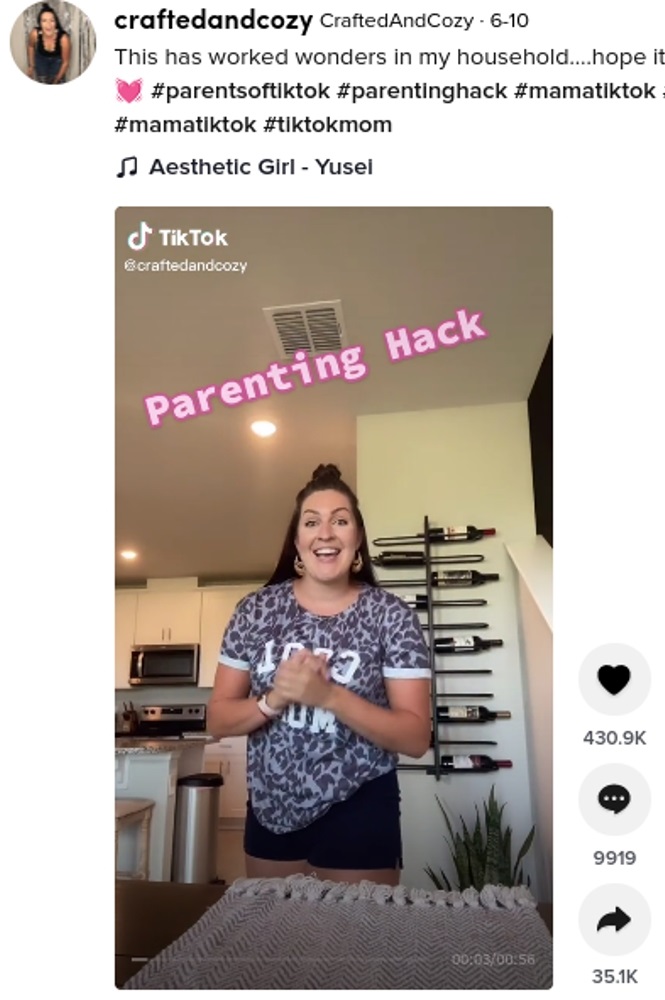 7歳の息子にお金の大切さを教える母親（画像は『CraftedAndCozy　2021年6月10日付TikTok「This has worked wonders in my household….hope it works for you!」』のスクリーンショット ）
