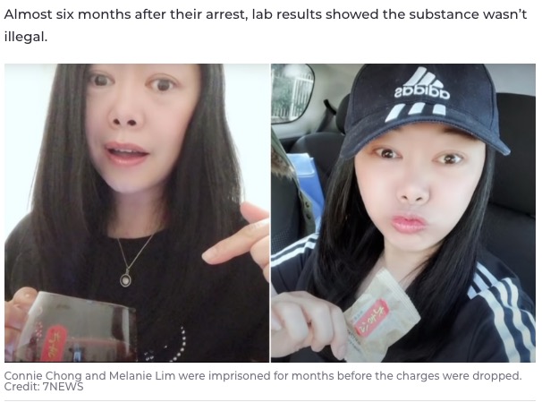 4か月間も刑務所で過ごす羽目になった母娘（画像は『7NEWS　2021年10月6日付「Sydney mum and daughter wrongly jailed for months over tea blunder」（Credit: 7NEWS）』のスクリーンショット）