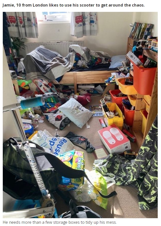 10歳ジェイミー君の“汚部屋”（画像は『WalesOnline　2021年11月24日付「Eight-year-old girl’s bedroom is named messiest in the country」』のスクリーンショット）