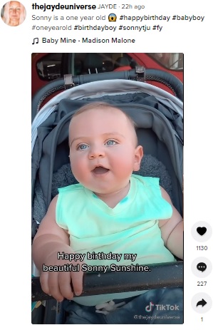 1歳になったばかりのソニー君（画像は『JAYDE　2021年12月18日付TikTok「Sonny is a one year old」』のスクリーンショット）