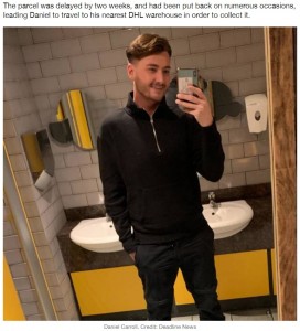 事の顛末を明かしたダニエルさん（画像は『LADbible　2021年12月26日付「Man Receives Chocolate Bars Wrapped In Loo Roll Instead Of ￡1,000 iPhone」（Credit: Deadline News）』のスクリーンショット）