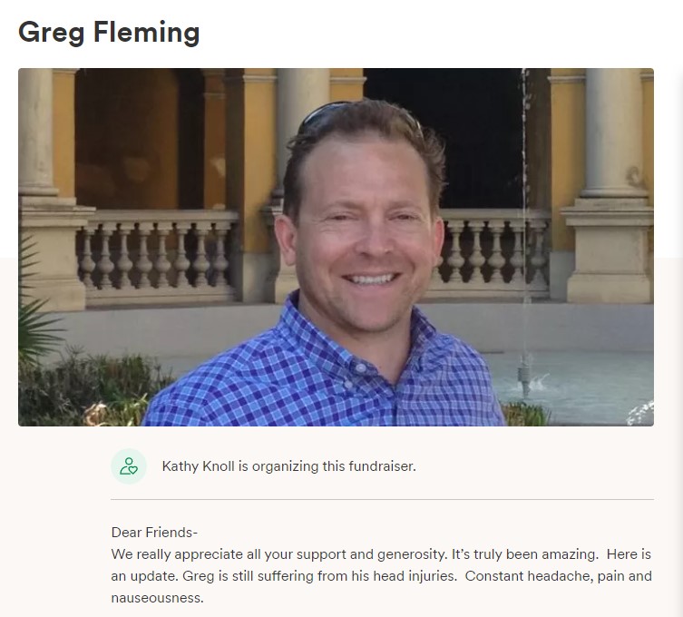 Apple Watchの緊急通報によって助けられた男性（画像は『GoFundMe　2022年1月28日付「Greg Fleming」』のスクリーンショット）