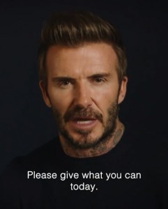 ウクライナ支援の寄付を呼びかけるデヴィッド（画像は『David Beckham　2022年3月8日付Instagram「Mothers forced to flee with their children.」』のスクリーンショット）