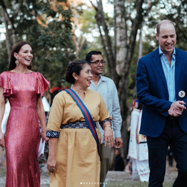 ベリーズ滞在最終日のレセプションに出席したキャサリン妃とウィリアム王子（画像は『Duke and Duchess of Cambridge　2022年3月22日付Instagram「Catherine and I are delighted to be here in Belize at the beginning of our first official visit to the Caribbean.」』のスクリーンショット）