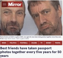【海外発!Breaking News】5年毎にパスポート写真を撮り続けている親友同士の男性、50周年を迎え11回目の撮影へ(英)