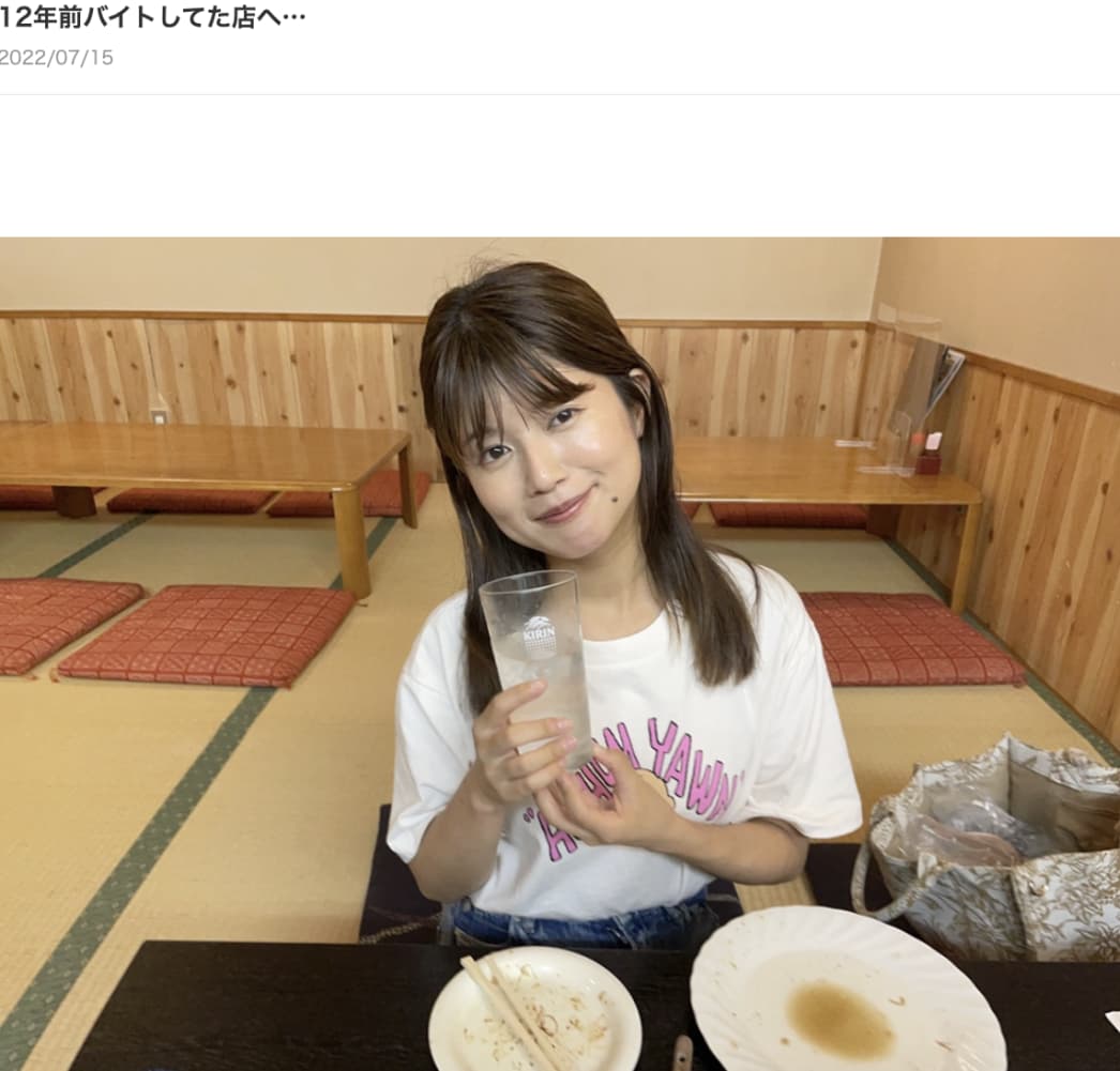 新潟・長岡市に引っ越して充実した生活を送る、小林礼奈（画像は『小林礼奈　2022年7月15日付オフィシャルブログ「12年前バイトしてた店へ…」』のスクリーンショット）