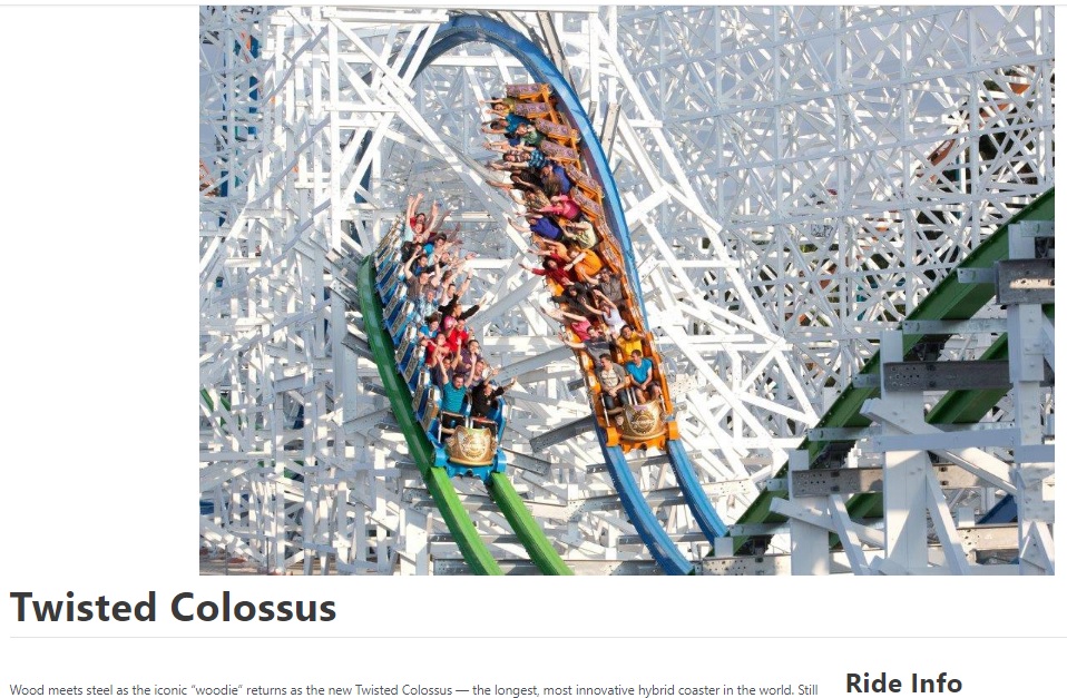 少女が乗っていたジェットコースター（画像は『Six Flags Magic Mountain　「Twisted Colossus」』のスクリーンショット）