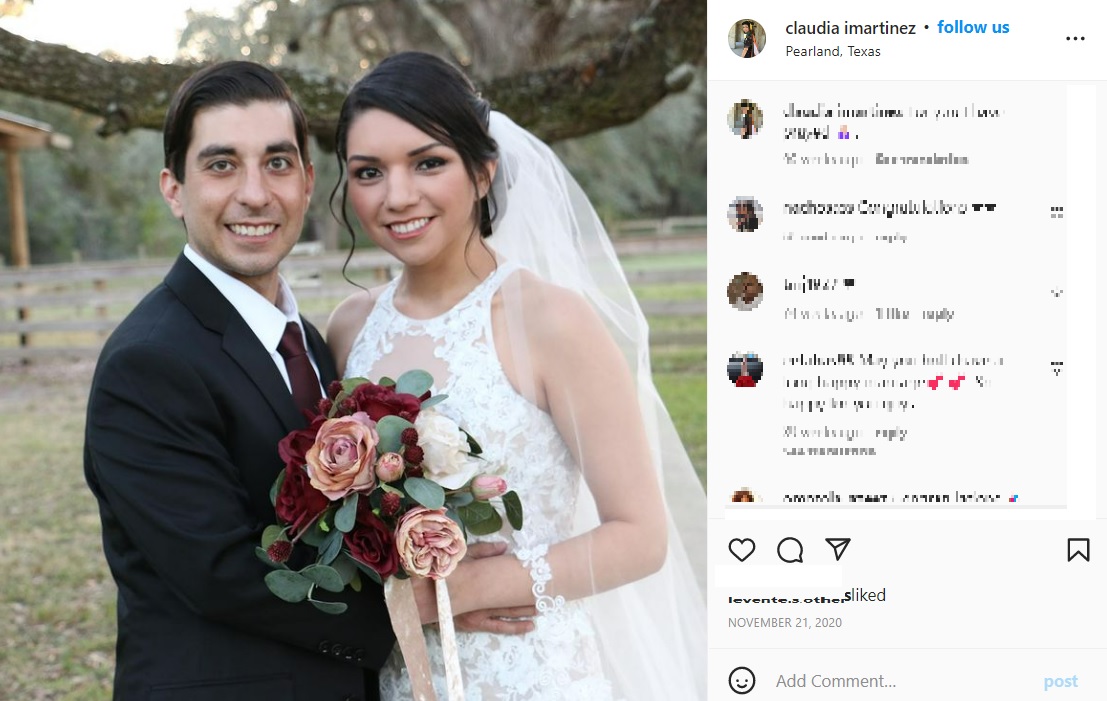 2020年に結婚（画像は『Claudia I. Martinez, MD・PM＆R Resident Physician　2020年11月21日付Instagram「For you I have prayed」』のスクリーンショット）