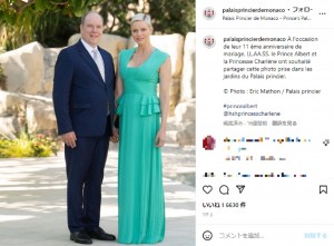 結婚11周年を迎えたアルベール大公とシャルレーヌ妃（画像は『Palais Princier de Monaco　2022年7月2日付Instagram「À l’occasion de leur 11 ème anniversaire de mariage」』のスクリーンショット）