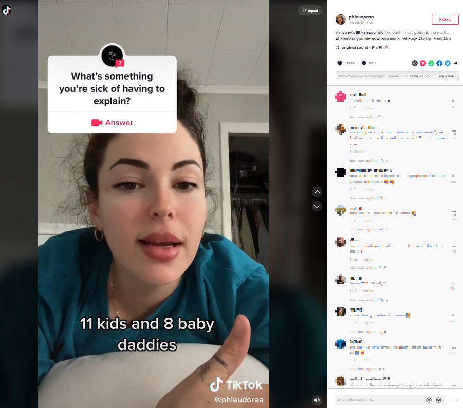 11人の子供を育てているシングルマザー（画像は『PhiPhi　2022年8月15日付TikTok「＃answer to kalasoo_old」』のスクリーンショット）