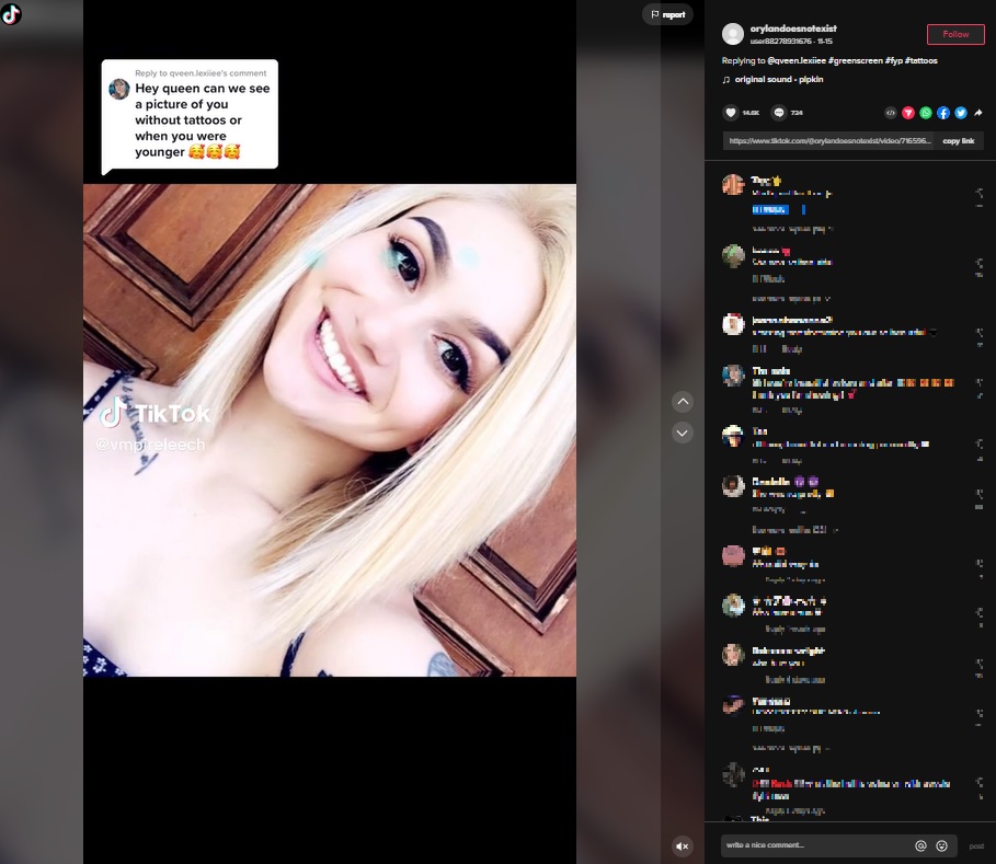 身体改造を始める前のオリランさん（画像は『user88278931676　2022年11月15日付TikTok「Replying to ＠qveen.lexiiee」』のスクリーンショット）