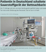 【海外発！Breaking News】人工呼吸器の音が「うるさい」同室患者を死亡させた女（72）息子が擁護「母は心臓病を患った老婆。刑務所で死んでしまう」（独）