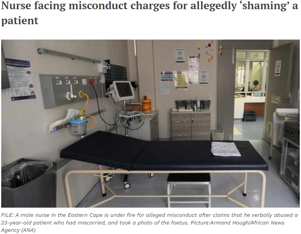 看護師にとってあるまじき行為が発覚（画像は『IOL　2023年3月3日付「Nurse facing misconduct charges for allegedly ‘shaming’ a patient」（Picture:Armand Hough/African News Agency （ANA））』のスクリーンショット）