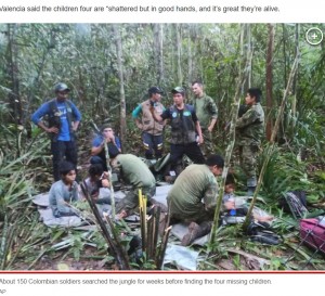 南米コロンビアのアマゾンの密林地帯で40日間生存し、今月9日に発見された4人の子供たち。救助隊が近くに迫っていることを知りながら怯え、身を隠していたという（画像は『New York Post　2023年6月11日付「Mom of miracle Amazon kids survived crash for 4 days but told them to leave her to save themselves」（AP）』のスクリーンショット）