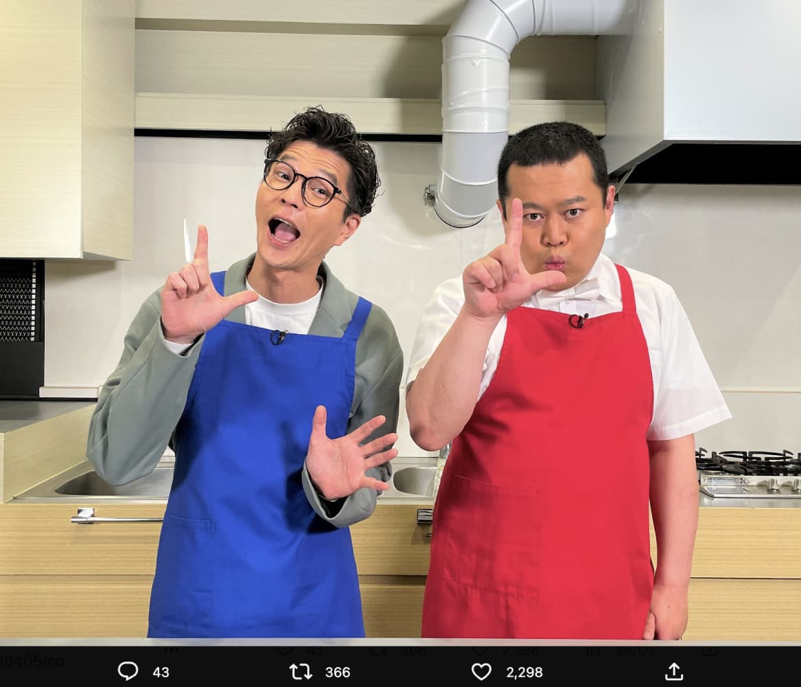 「モグ飯キッチン」第12弾に登場したモグライダー（芝大輔、ともしげ）。ともしげのポンコツぶりが愛されるようになったのは、芝のツッコミのおかげか（画像は『TBS『ラヴィット！』　2023年6月5日付Twitter「明日の ＃ラヴィット！は…」』のスクリーンショット）