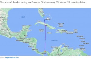 米フロリダ州マイアミを14日午後10時11分に乗客271人を乗せて出発し、パナマシティのトクメン国際空港に緊急着陸したLA505便。副操縦士ら2名が操縦を引き継いだ（画像は『Simple Flying　2023年8月16日付「LATAM Pilot Pronounced Dead After Boeing 787 Diversion」（Image: Flightradar24.com）』のスクリーンショット）