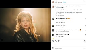 『Bardot』で若きブリジット・バルドーを演じるジュリアン・デ・ヌニェス（画像は『Julia de Nunez　2023年3月22日付Instagram「“Bardot” présentée en compétition officielle à ＠seriesmania」』のスクリーンショット）