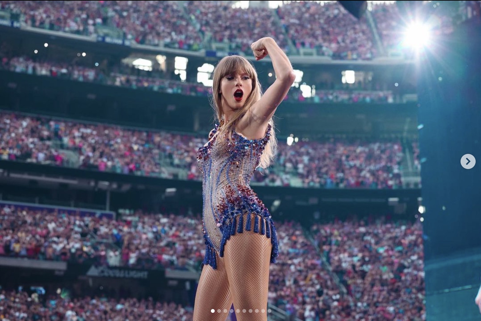 開催中の「The Eras Tour」で6月ミネアポリスの会場で大勢のファンを沸かせたテイラー・スウィフト（画像は『Taylor Swift　2023年6月26日付Instagram「Got to play shows for some of the most generous crowds this weekend in Minneapolis」』のスクリーンショット）