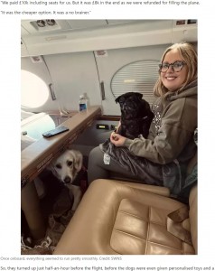 英ロンドンに住んでいた女性は、米ニューヨークへの引っ越しにプライベートジェットを使い、航空会社を利用するより60万円以上を節約した（画像は『LADbible　2023年4月25日付「Woman flies her dogs to New York on ￡8k private jet as it was cheaper than putting them in cargo」（Credit: SWNS）』のスクリーンショット）