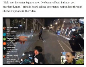 英ロンドンで2021年4月、ライブ配信していたユーチューバー。ある男性がナイフを持った強盗に襲われる場面を目撃し、大声を出して強盗を追い払ったという（画像は『Coconuts Singapore　2021年4月20日付「Singaporean student mugged in London streamed live on YouTube （Video）』のスクリーンショット）