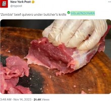 【海外発！Breaking News】“ゾンビ化”した新鮮な牛肉！　スライスする最中に動き出し「背筋ゾクゾク」（中国）＜動画あり＞