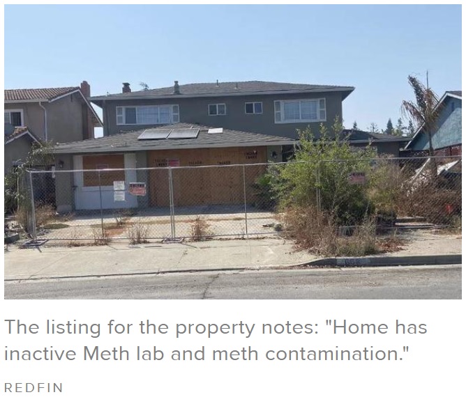 メタンフェタミン製造に使われていた物件は、除染が完了するまで立ち入り禁止となっており、内覧することなく購入を決めなければならないという（画像は『CBS News　2023年10月30日付「Luxury California home - complete with meth lab and “contamination” - selling for ＄1.55 million」（REDFIN）』のスクリーンショット）