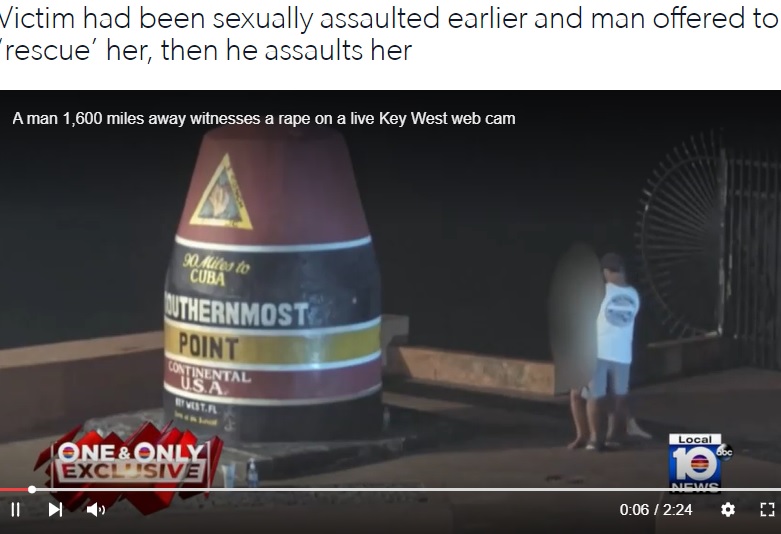 2021年9月、米マサチューセッツ州ボストンで2500キロ以上離れた観光地の映像を観ていた男性。女性が暴行されていることに気付き、警察に通報していた（画像は『WPLG　2023年10月6日付「Person 1,600 miles away calls cops after he sees rape on Key West live camg」（WPLG）』のスクリーンショット）