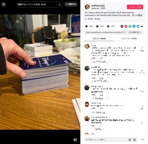両親が購入した100枚のギフトカード。このすべてが動画配信サービス「ディズニープラス」のギフトカードだった（画像は『Andie.ink　2023年12月18日付TikTok「Do I have a story for you!」』のスクリーンショット）