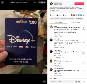 “ディズニー（Disney）”のロゴが大きく印刷されたギフトカードを両親はディズニーワールドで使えるものと勘違いしてしまったようだ（画像は『Andie.ink　2023年12月18日付TikTok「Do I have a story for you!」』のスクリーンショット）
