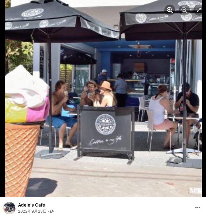 豪マグネチック島の「アデルズ・カフェ（Adele’s Café）」。ボイコットが呼びかけられるも、多くの人が訪れるようになったそうだ（画像は『Adele’s Cafe　2022年9月23日付Facebook』のスクリーンショット）