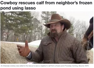 子牛を救ったカウボーイのマックスさん。「いつでも隣人を助ける準備ができている」と語っている（画像は『New York Post　2024年1月19日付「Cowboy rescues calf from neighbor’s frozen pond using a lasso: video」（KAIT 8）』のスクリーンショット）
