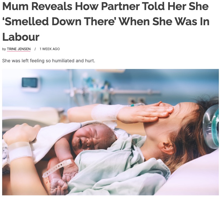 オーストラリアのある女性は初めての出産中、心の支えのはずであるパートナーからの酷い言葉に傷ついたという（『everymum　「Mum Reveals How Partner Told Her She ‘Smelled Down There’ When She Was In Labour」』より）