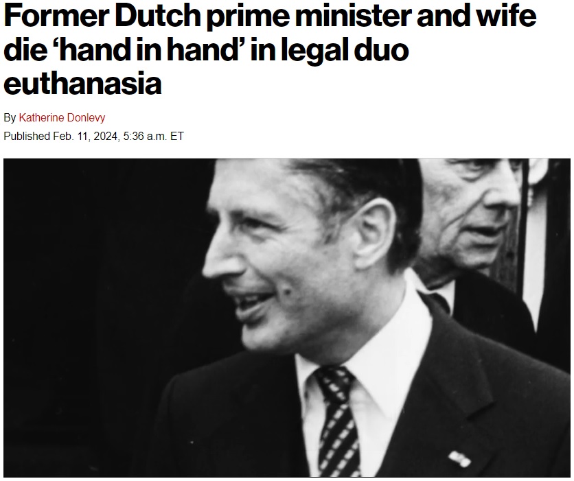 1977年から1982年までオランダの首相を務めていたドリス・ファン・アフト氏（『New York Post　「Former Dutch prime minister and wife die ‘hand in hand’ in legal duo euthanasia」』より）