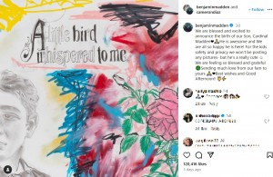 第2子のカージナルくんを迎えた喜びを綴ったベンジー・マッデンとキャメロン・ディアス（『Benji Madden　Instagram「We are blessed and excited to announce the birth of our Son, Cardinal Madden」』より）